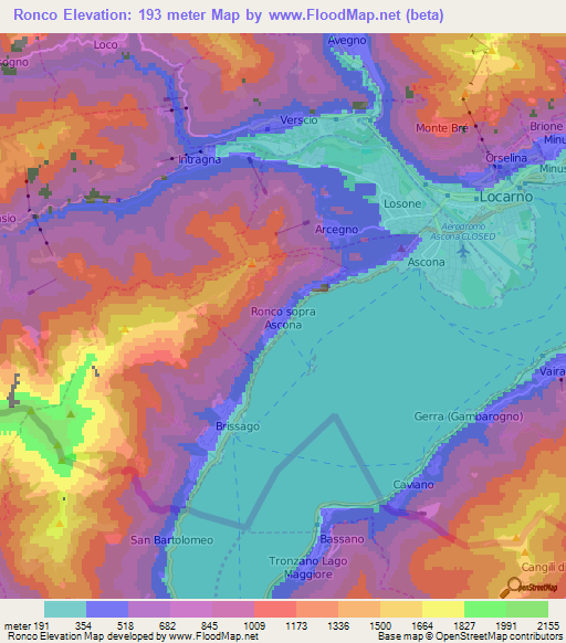 Ronco,Switzerland Elevation Map