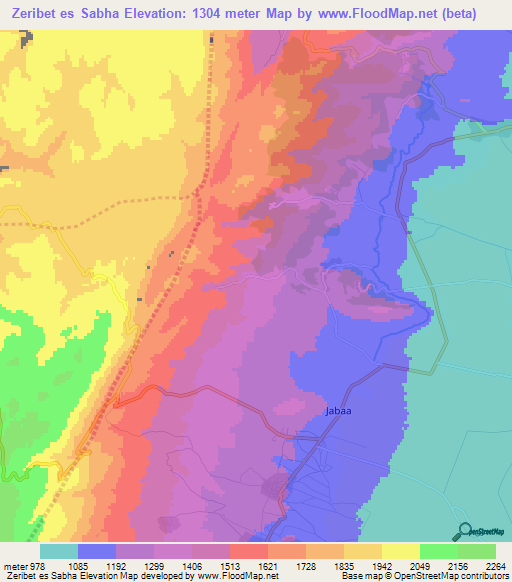 Zeribet es Sabha,Lebanon Elevation Map