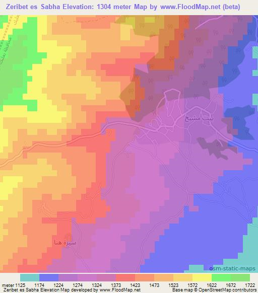 Zeribet es Sabha,Lebanon Elevation Map