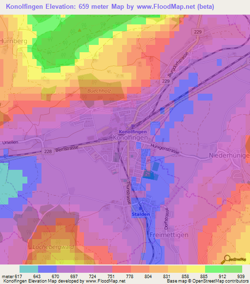 Konolfingen,Switzerland Elevation Map