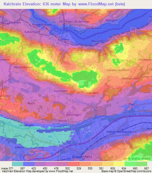 Kalchrain,Switzerland Elevation Map