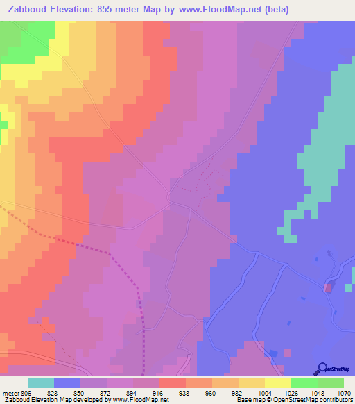 Zabboud,Lebanon Elevation Map