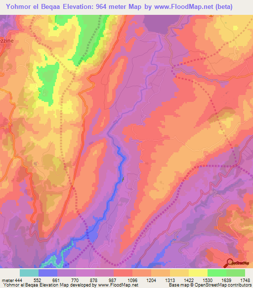 Yohmor el Beqaa,Lebanon Elevation Map