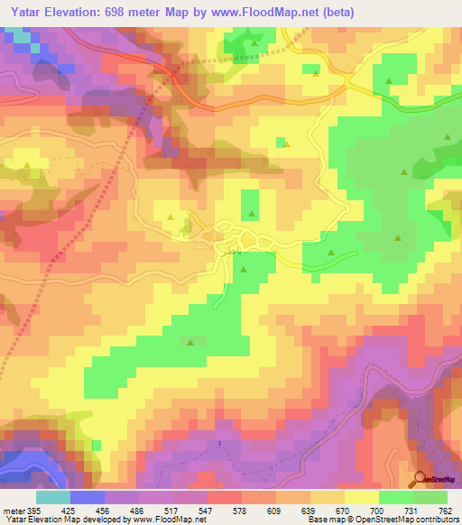 Yatar,Lebanon Elevation Map