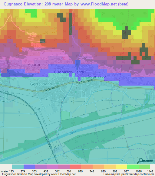 Cugnasco,Switzerland Elevation Map