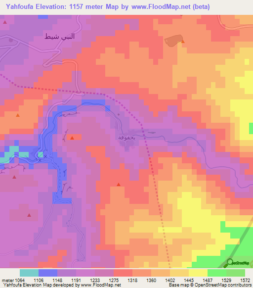 Yahfoufa,Lebanon Elevation Map