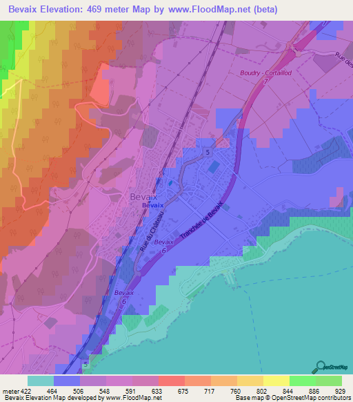 Bevaix,Switzerland Elevation Map