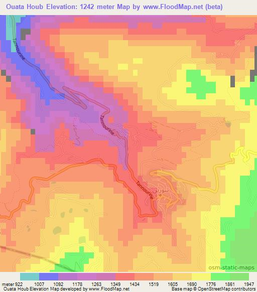 Ouata Houb,Lebanon Elevation Map