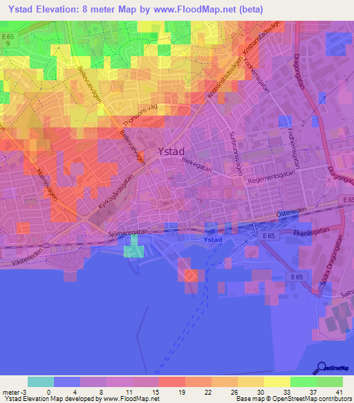 Ystad,Sweden Elevation Map