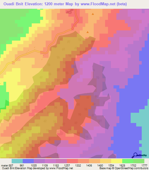 Ouadi Bnit,Lebanon Elevation Map