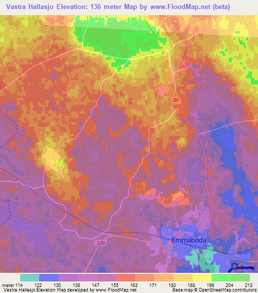 Vastra Hallasjo,Sweden Elevation Map