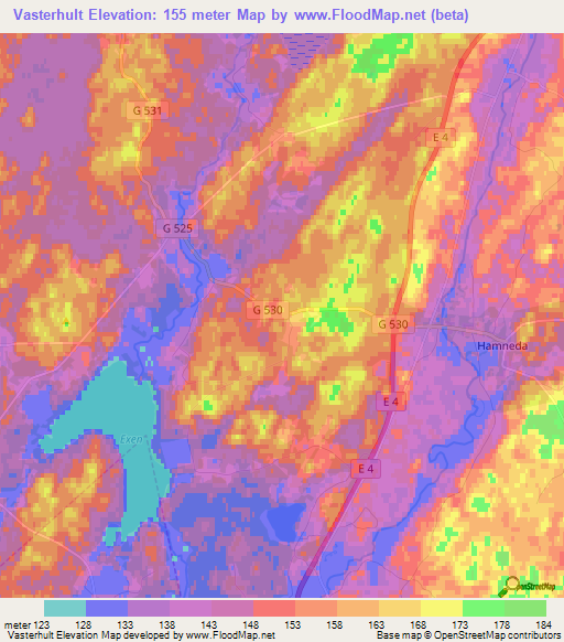 Vasterhult,Sweden Elevation Map