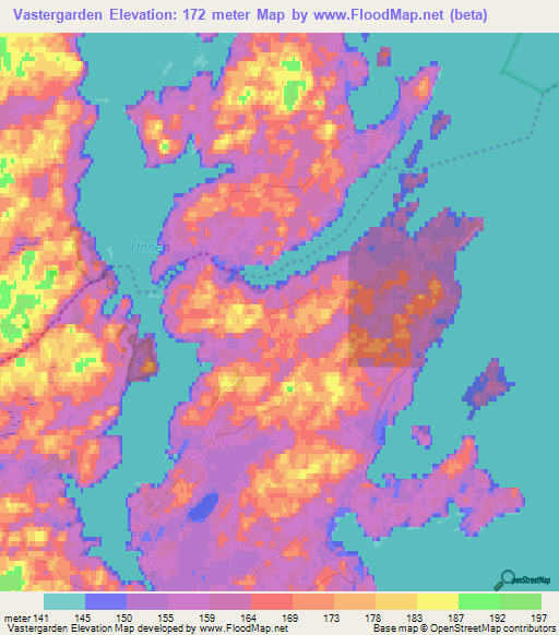 Vastergarden,Sweden Elevation Map