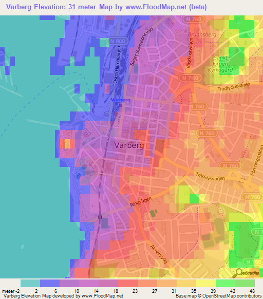 Varberg,Sweden Elevation Map