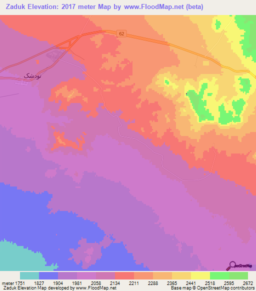 Zaduk,Iran Elevation Map