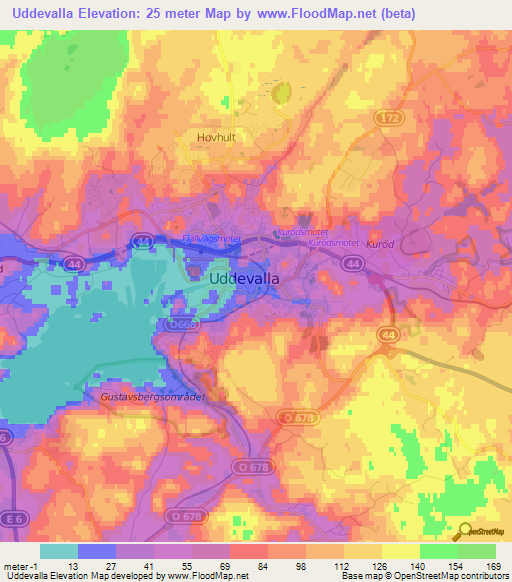 Uddevalla,Sweden Elevation Map