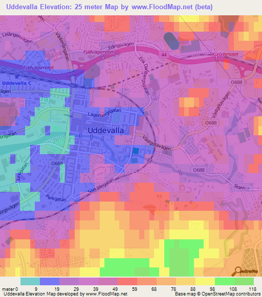 Uddevalla,Sweden Elevation Map