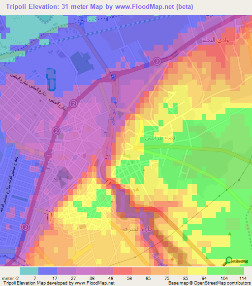 Tripoli,Lebanon Elevation Map