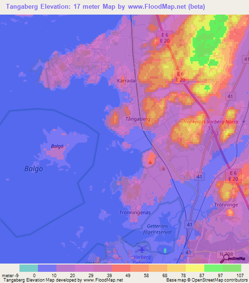 Tangaberg,Sweden Elevation Map