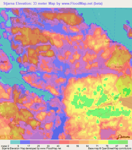 Stjarna,Sweden Elevation Map