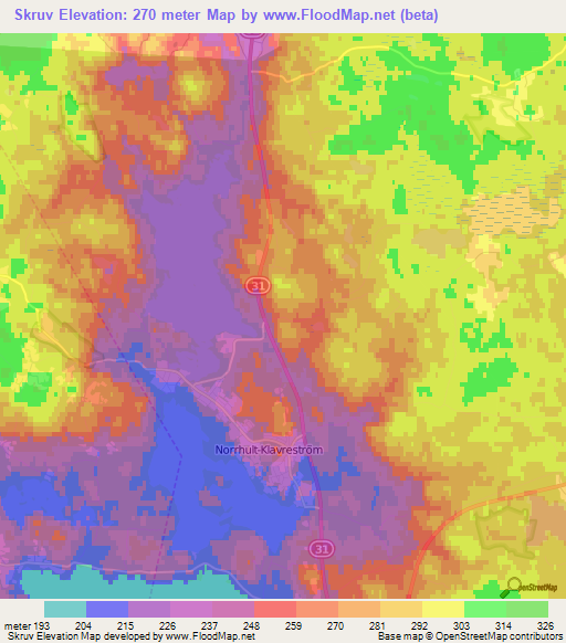 Skruv,Sweden Elevation Map