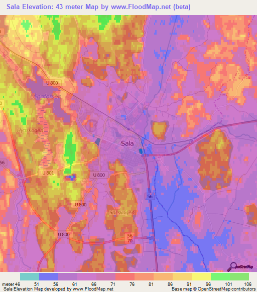 Sala,Sweden Elevation Map