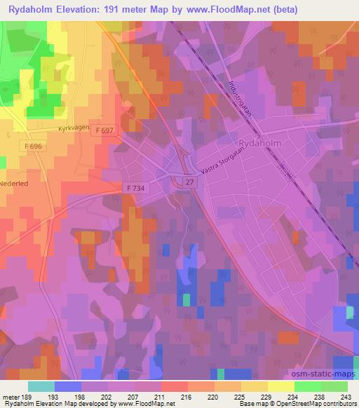 Rydaholm,Sweden Elevation Map