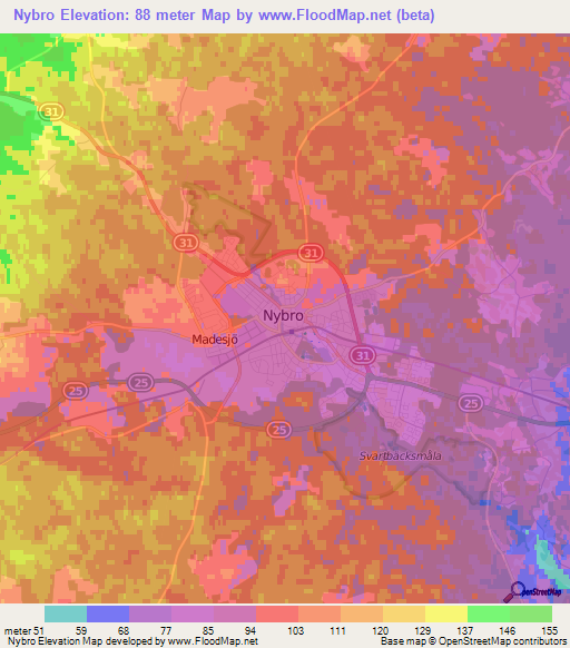 Nybro,Sweden Elevation Map