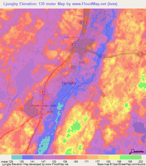 Ljungby,Sweden Elevation Map