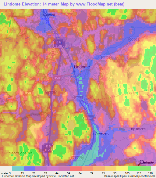 Lindome,Sweden Elevation Map