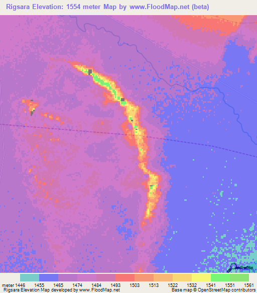 Rigsara,Iran Elevation Map