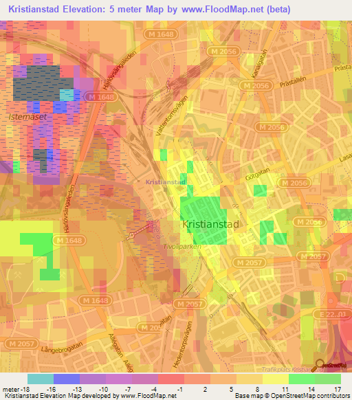 Kristianstad,Sweden Elevation Map