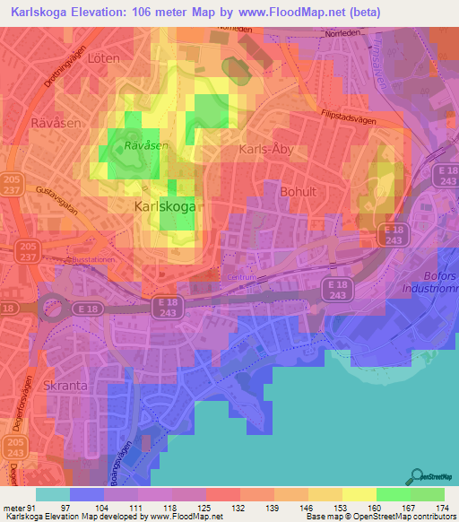 Karlskoga,Sweden Elevation Map