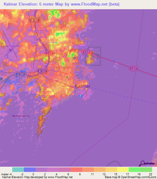 Kalmar,Sweden Elevation Map