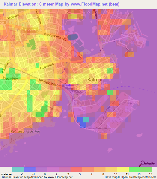 Kalmar,Sweden Elevation Map