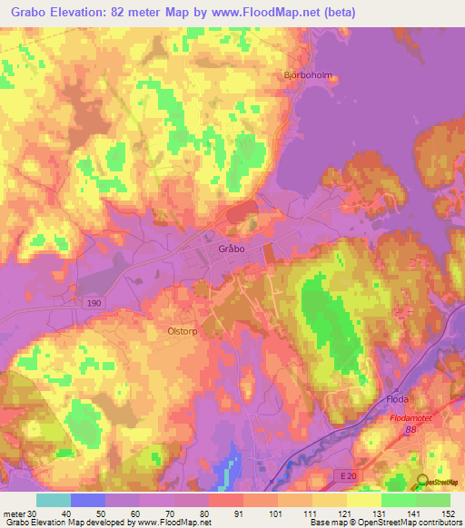 Grabo,Sweden Elevation Map