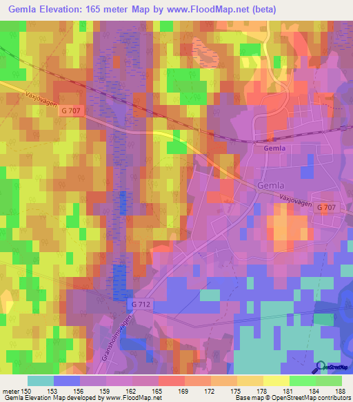 Gemla,Sweden Elevation Map
