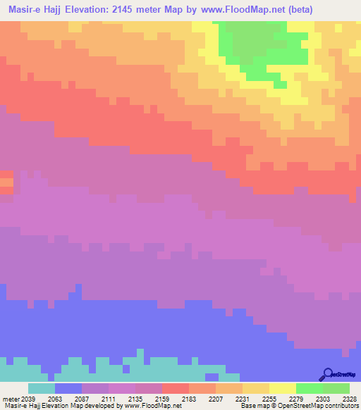 Masir-e Hajj,Iran Elevation Map