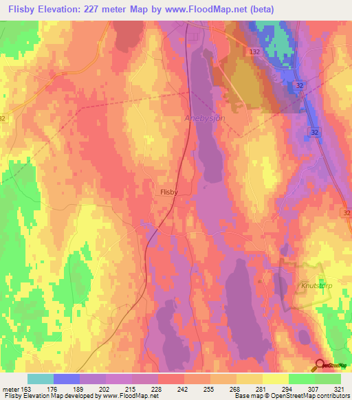 Flisby,Sweden Elevation Map