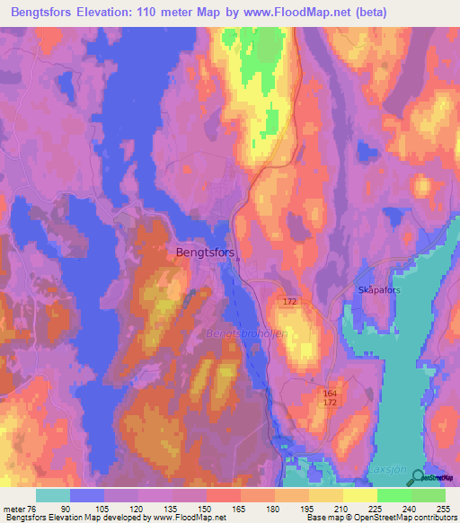 Bengtsfors,Sweden Elevation Map