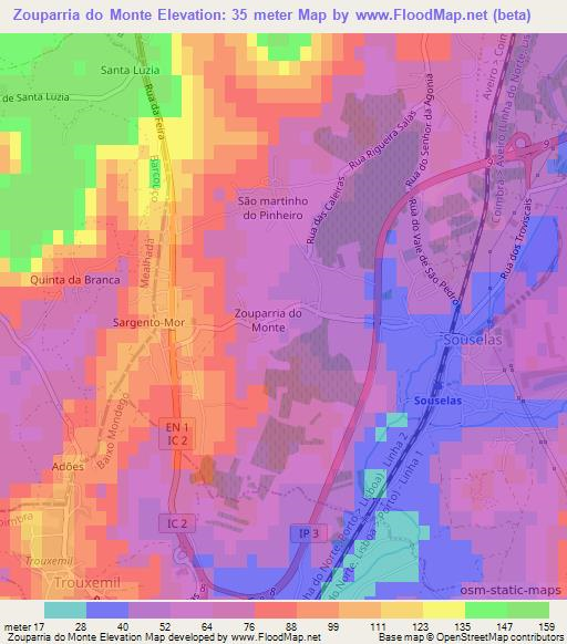 Zouparria do Monte,Portugal Elevation Map