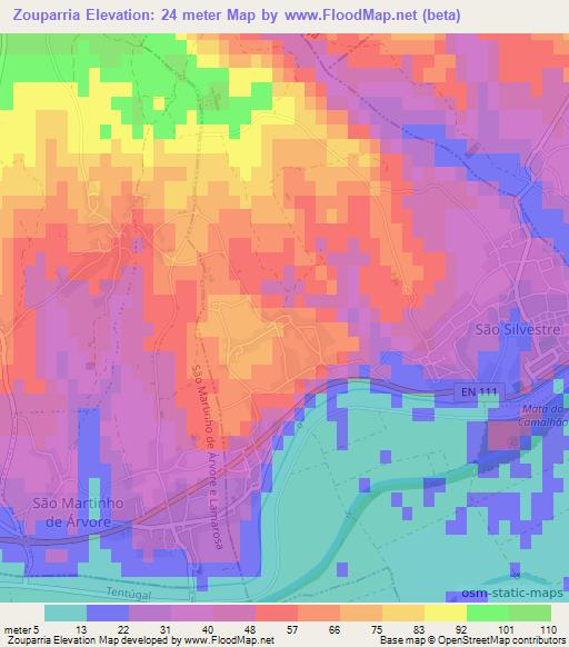 Zouparria,Portugal Elevation Map