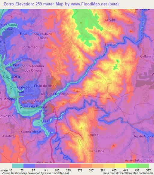 Zorro,Portugal Elevation Map