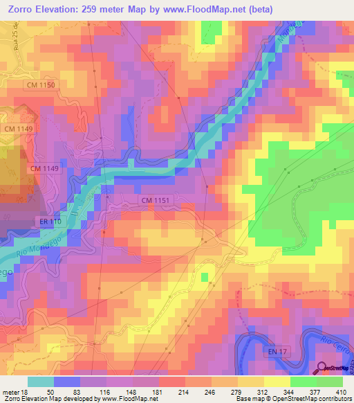 Zorro,Portugal Elevation Map