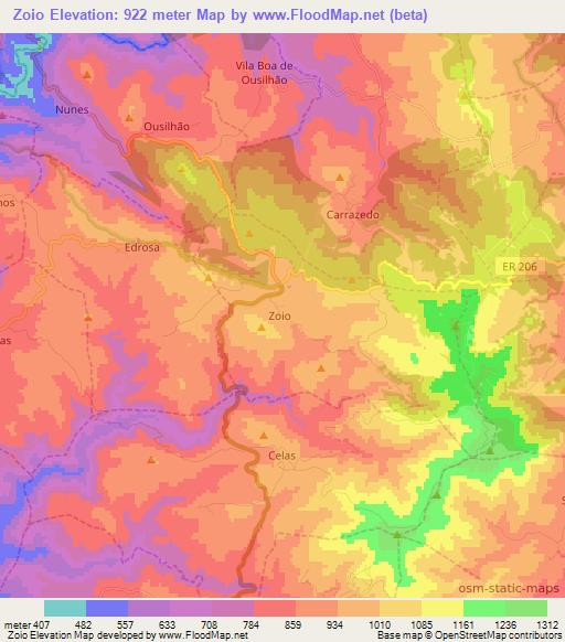 Zoio,Portugal Elevation Map