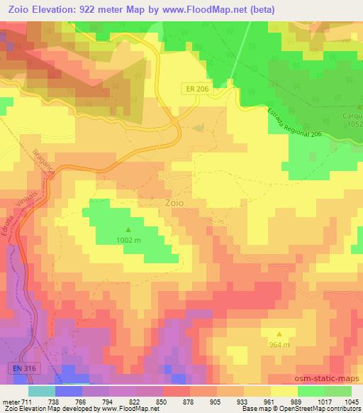 Zoio,Portugal Elevation Map