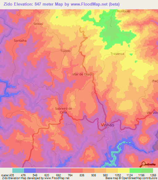 Zido,Portugal Elevation Map