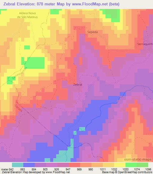 Zebral,Portugal Elevation Map