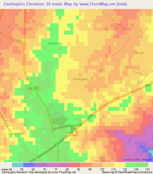 Zambujeiro,Portugal Elevation Map