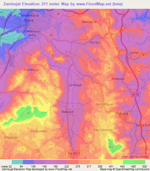 Zambujal,Portugal Elevation Map